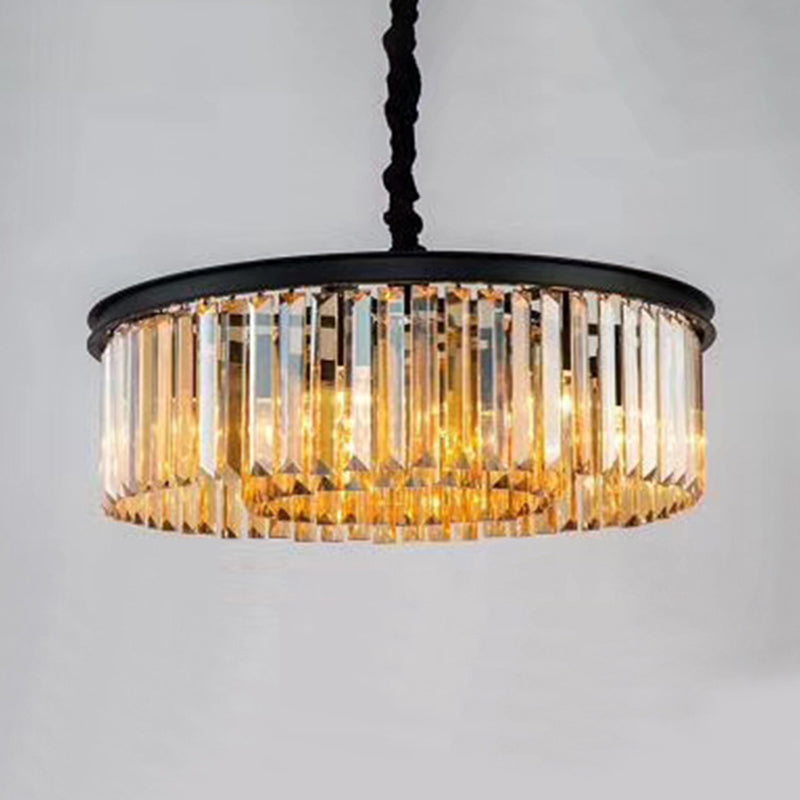 Smoke Grey Crystal Layered Chandelier Minimalist Lighting - Rebooters