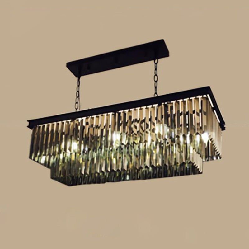 Smoke Grey Crystal Layered Chandelier Minimalist Lighting - Rebooters
