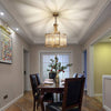 Drum Shaped Dining Room Chandelier Traditional Clear Glass Rod 4-Light Gold Ceiling Pendant - Rebooters