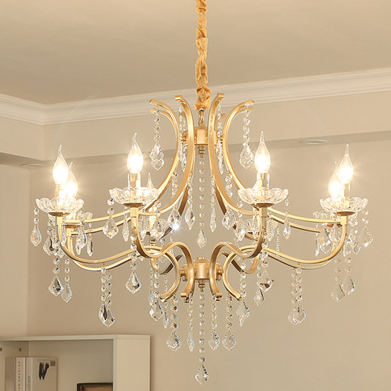 Metal Gold Plated Chandelier Candle Antique Style Ceiling Light - Rebooters