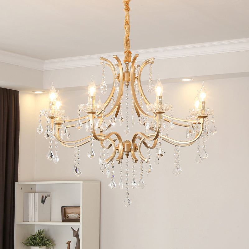Metal Gold Plated Chandelier Candle Antique Style Ceiling Light - Rebooters