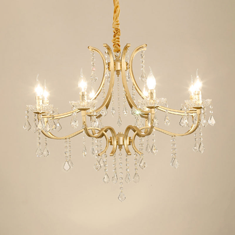 Metal Gold Plated Chandelier Candle Antique Style Ceiling Light - Rebooters