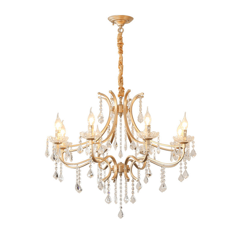 Metal Gold Plated Chandelier Candle Antique Style Ceiling Light - Rebooters