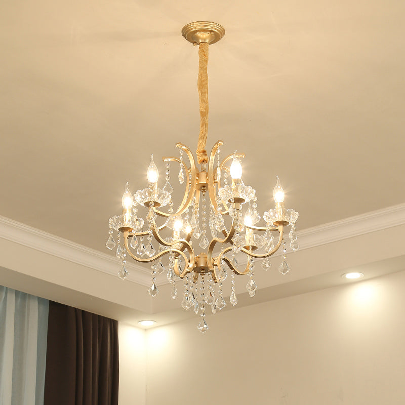 Metal Gold Plated Chandelier Candle Antique Style Ceiling Light - Rebooters