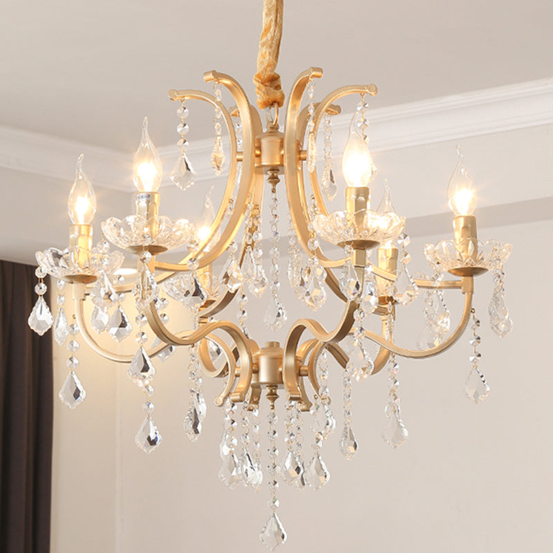 Metal Gold Plated Chandelier Candle Antique Style Ceiling Light - Rebooters