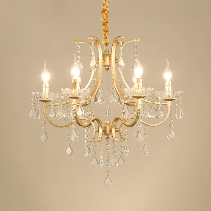 Metal Gold Plated Chandelier Candle Antique Style Ceiling Light - Rebooters