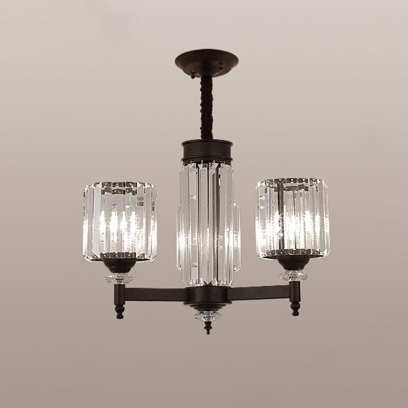 Black Chandelier Lighting Vintage Rectangular-Cut Crystal Ceiling Fixture - Rebooters