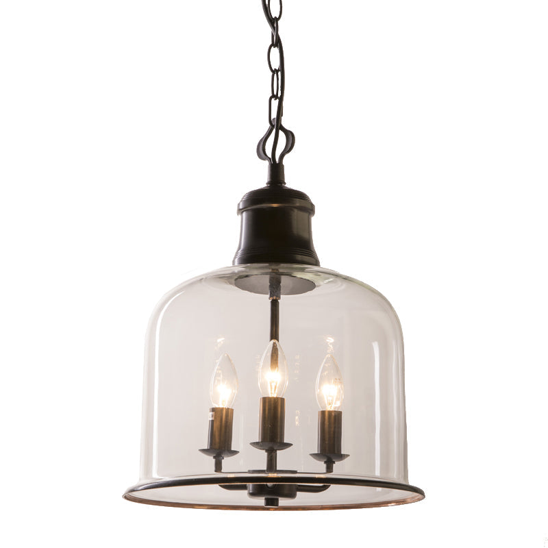 1/3 Light Pendant Lighting Classic Mason Jar Clear Glass Hanging Ceiling Light in Black Brass - Rebooters