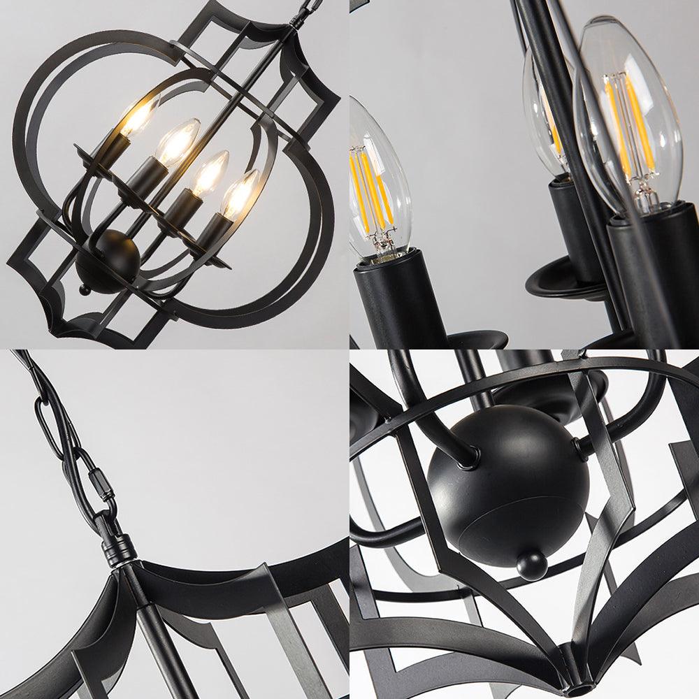 4-Bulb Ceiling Lamp with Candle Metal Shade in Black - Rebooters