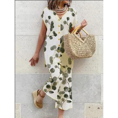 Heidi Women's Long Dress with Botanical Print Rebooters Maxi Women's Dresses