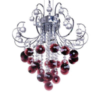 Bent Arm Frame Ceiling Light Fixture Modern Red Crystal Chandelier - Rebooters