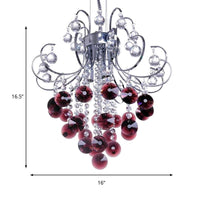 Bent Arm Frame Ceiling Light Fixture Modern Red Crystal Chandelier - Rebooters