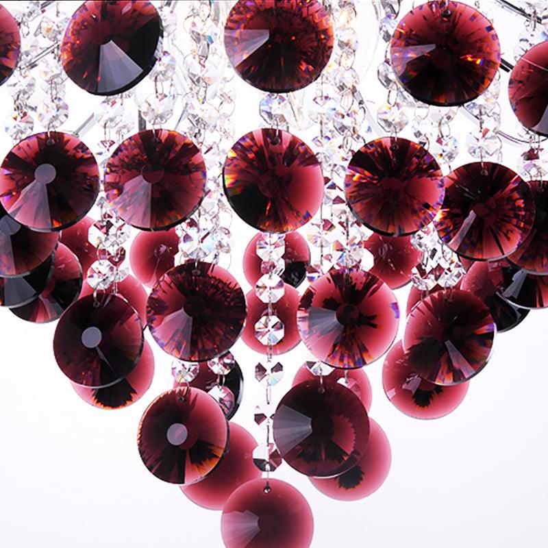 Bent Arm Frame Ceiling Light Fixture Modern Red Crystal Chandelier - Rebooters