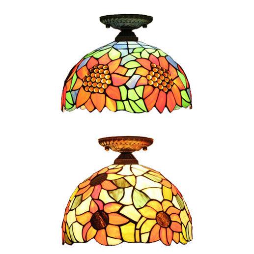 Bedroom Ceiling Light Tiffany 2-Light Sunflower Semi Flush Mount - Rebooters