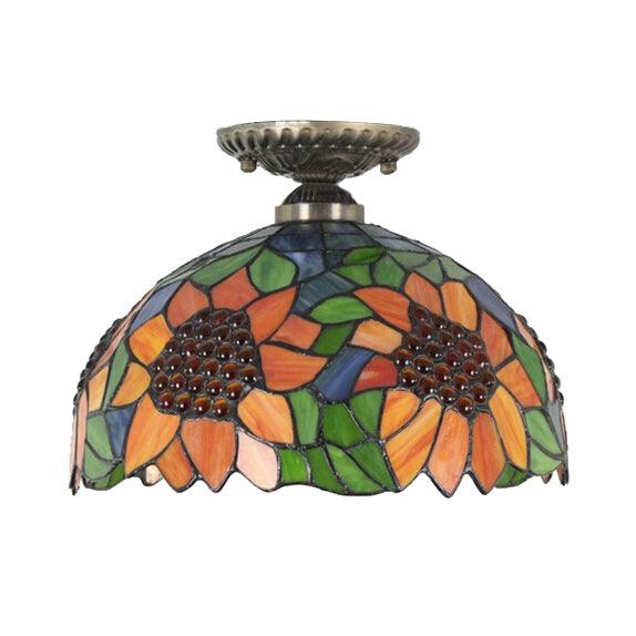 Bedroom Ceiling Light Tiffany 2-Light Sunflower Semi Flush Mount - Rebooters