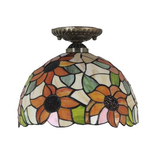 Bedroom Ceiling Light Tiffany 2-Light Sunflower Semi Flush Mount - Rebooters