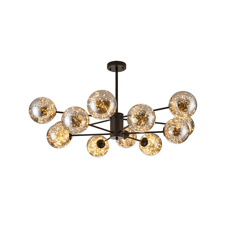Clear Glass Sphere Ceiling Lighting Modern Style LED Chandelier - Rebooters