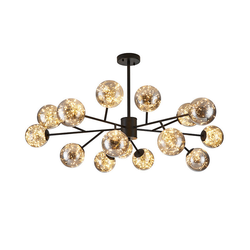 Clear Glass Sphere Ceiling Lighting Modern Style LED Chandelier - Rebooters