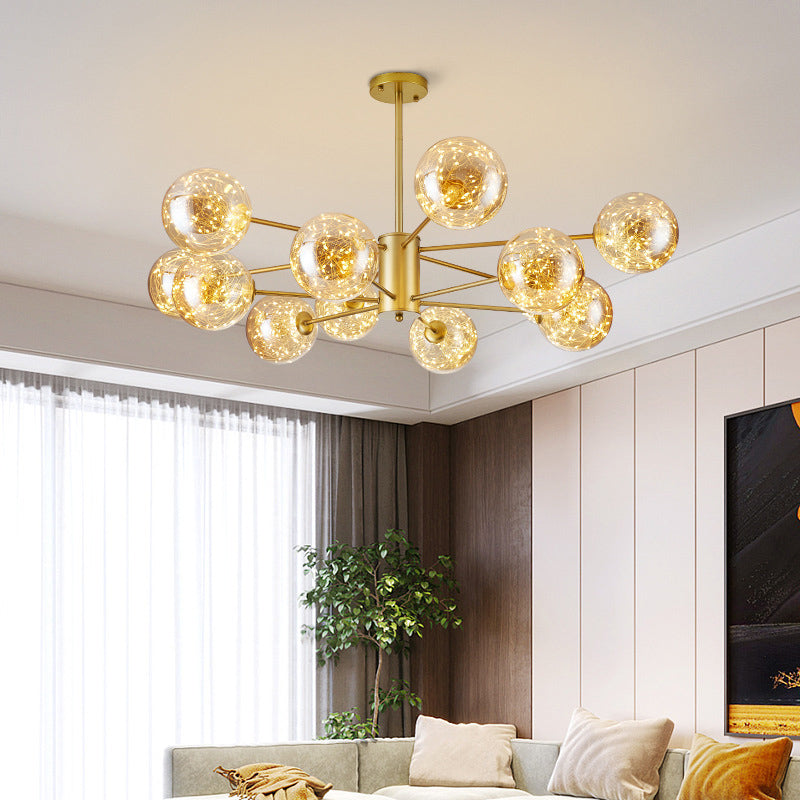 Clear Glass Sphere Ceiling Lighting Modern Style LED Chandelier - Rebooters