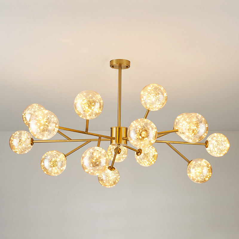 Clear Glass Sphere Ceiling Lighting Modern Style LED Chandelier - Rebooters