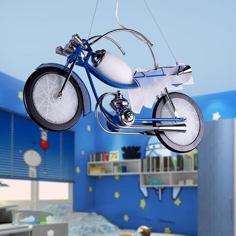 Blue/White Bicycle Chandelier Light Fixture Kids 2/3 Lights - Rebooters