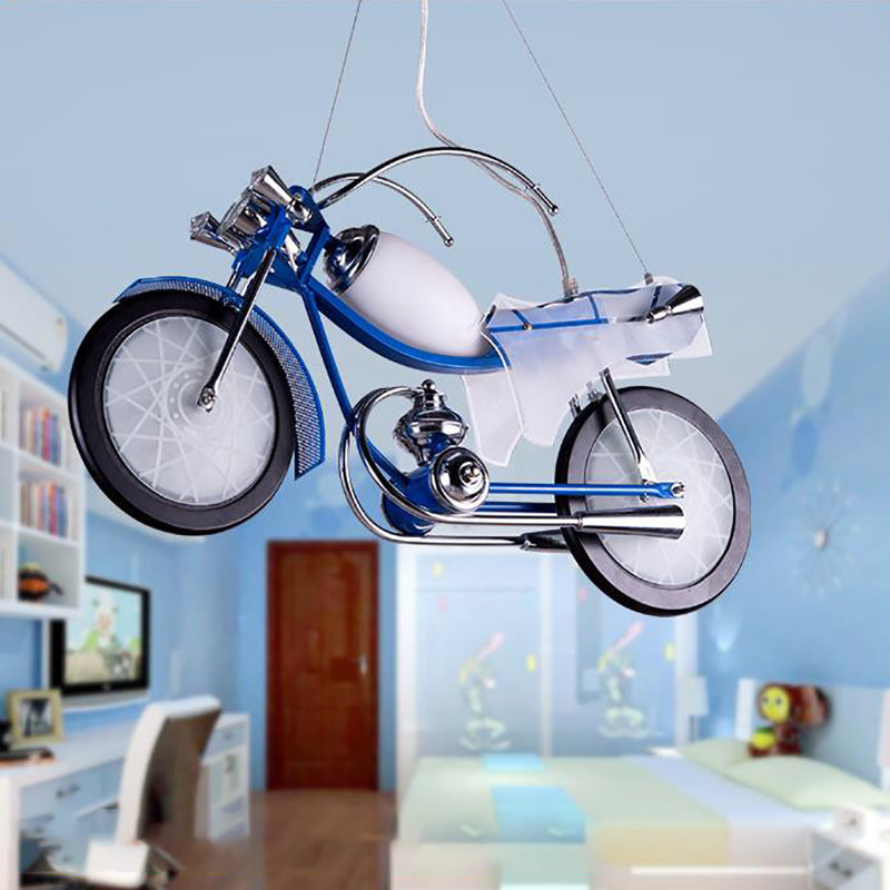 Blue/White Bicycle Chandelier Light Fixture Kids 2/3 Lights - Rebooters