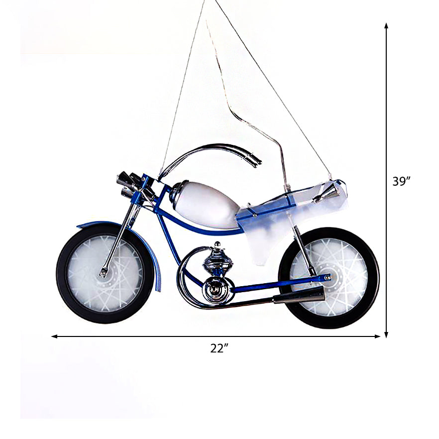 Blue/White Bicycle Chandelier Light Fixture Kids 2/3 Lights - Rebooters