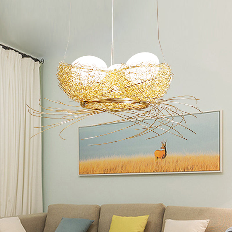 Egg Shaped Chandelier Pendant Art Deco White Glass Lamp - Rebooters