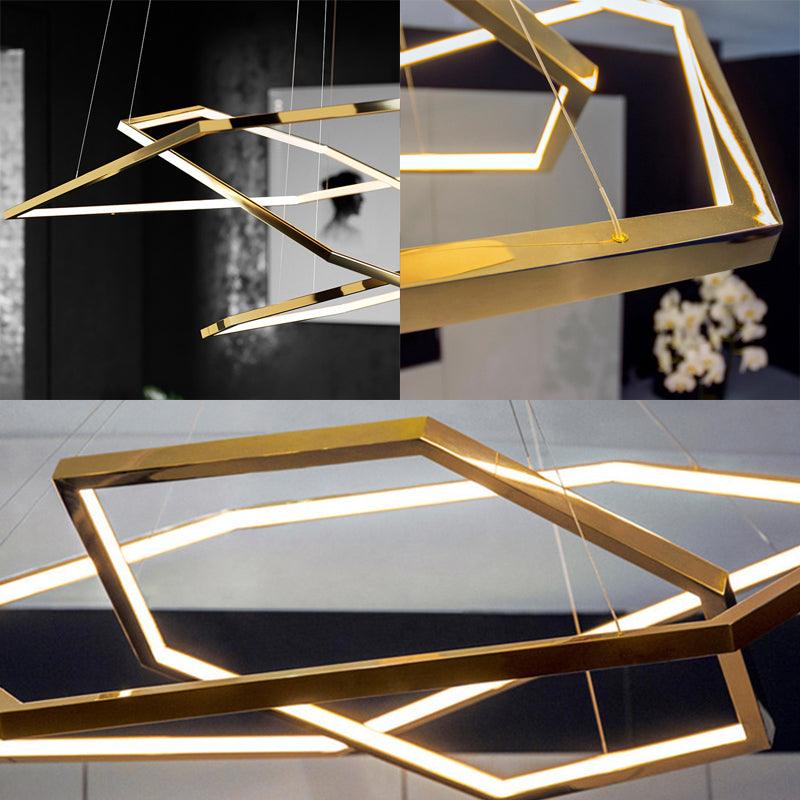 3-Tiered Pentagons LED Hanging Chandelier Minimalist Light - Rebooters