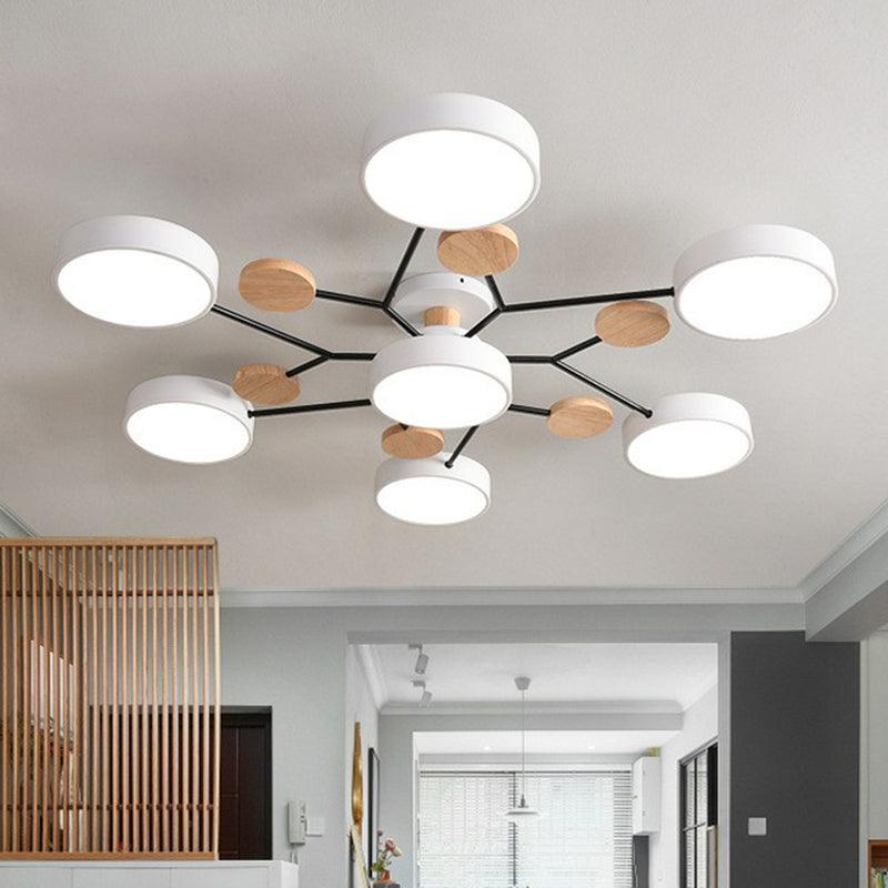 Acrylic Round Shade LED Ceiling Lighting Simplistic 7 Heads Chandelier - Rebooters