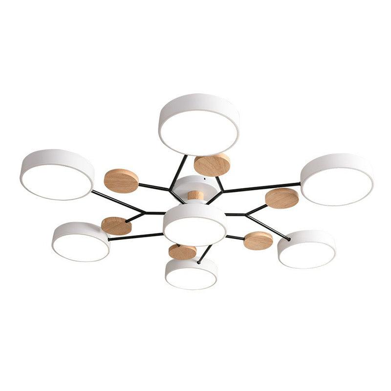 Acrylic Round Shade LED Ceiling Lighting Simplistic 7 Heads Chandelier - Rebooters