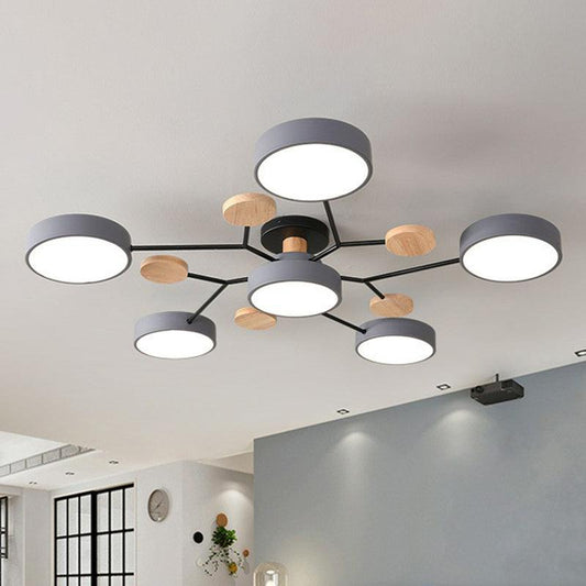 Acrylic Round Shade LED Ceiling Lighting Simplistic 7 Heads Chandelier - Rebooters