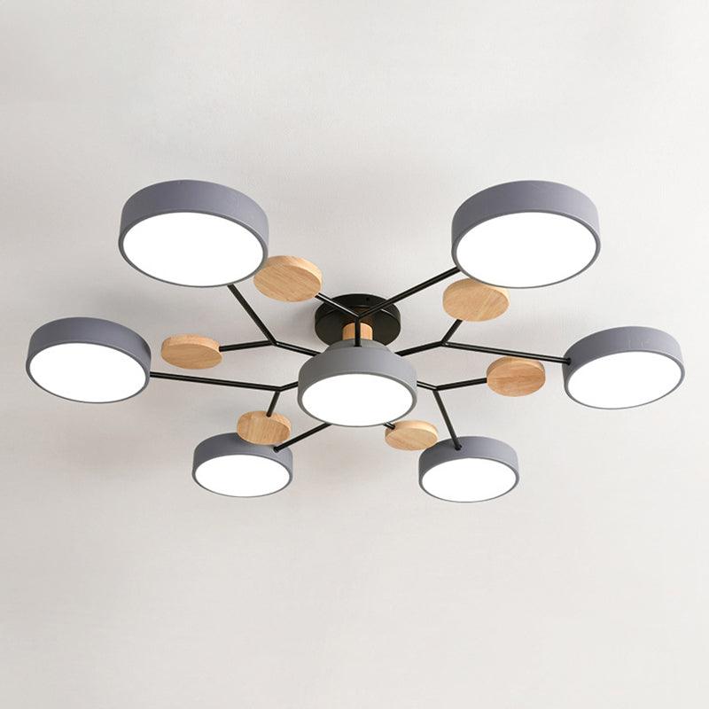 Acrylic Round Shade LED Ceiling Lighting Simplistic 7 Heads Chandelier - Rebooters