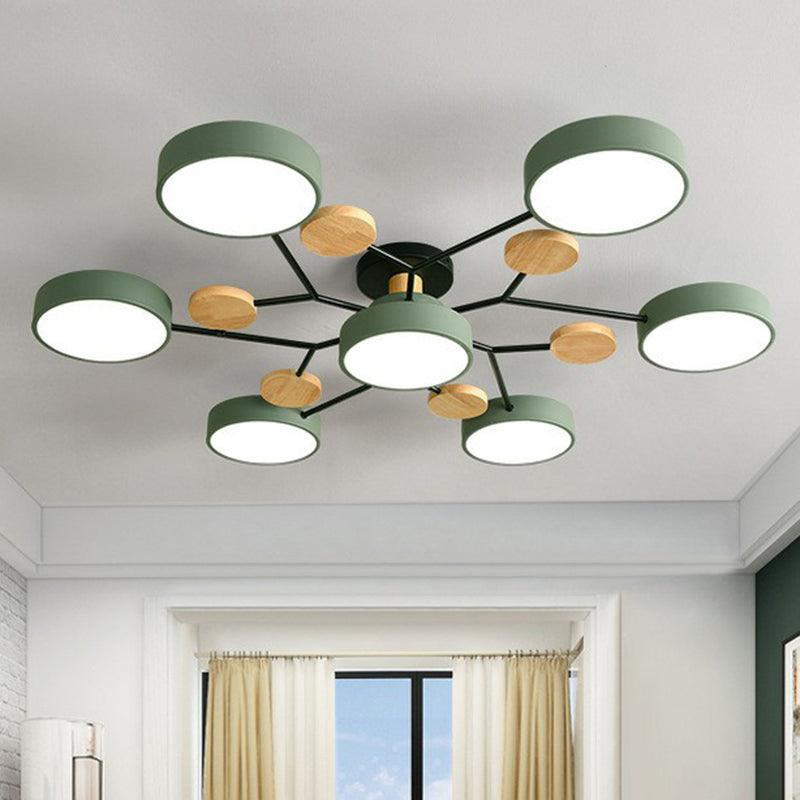Acrylic Round Shade LED Ceiling Lighting Simplistic 7 Heads Chandelier - Rebooters