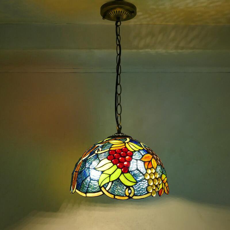 1 Head Suspension Light Decorative Dome Shade Grape Stained Glass Pendant | Rebooters - Rebooters