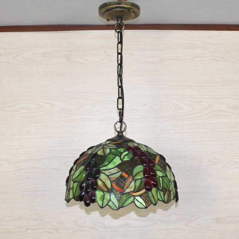 1 Head Suspension Light Decorative Dome Shade Grape Stained Glass Pendant | Rebooters - Rebooters