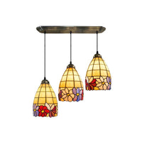 Bell Shaped Multi Light Pendant Decorative Floral Stained Glass - Rebooters