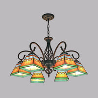 Antique Style Pyramid Ceiling Lighting Stained Art Glass Chandelier - Rebooters