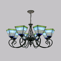 Antique Style Pyramid Ceiling Lighting Stained Art Glass Chandelier - Rebooters