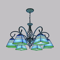 Antique Style Pyramid Ceiling Lighting Stained Art Glass Chandelier - Rebooters