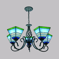 Antique Style Pyramid Ceiling Lighting Stained Art Glass Chandelier - Rebooters