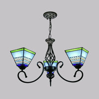 Antique Style Pyramid Ceiling Lighting Stained Art Glass Chandelier - Rebooters