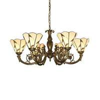 Bell Shade Chandelier Light Classic Hand Cut Glass Beige Pendant - Rebooters