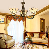 Bell Shade Chandelier Light Classic Hand Cut Glass Beige Pendant - Rebooters