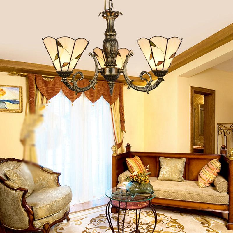 Bell Shade Chandelier Light Classic Hand Cut Glass Beige Pendant - Rebooters