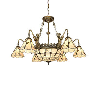 Bell Shade Chandelier Light Classic Hand Cut Glass Beige Pendant - Rebooters
