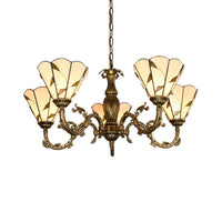 Bell Shade Chandelier Light Classic Hand Cut Glass Beige Pendant - Rebooters