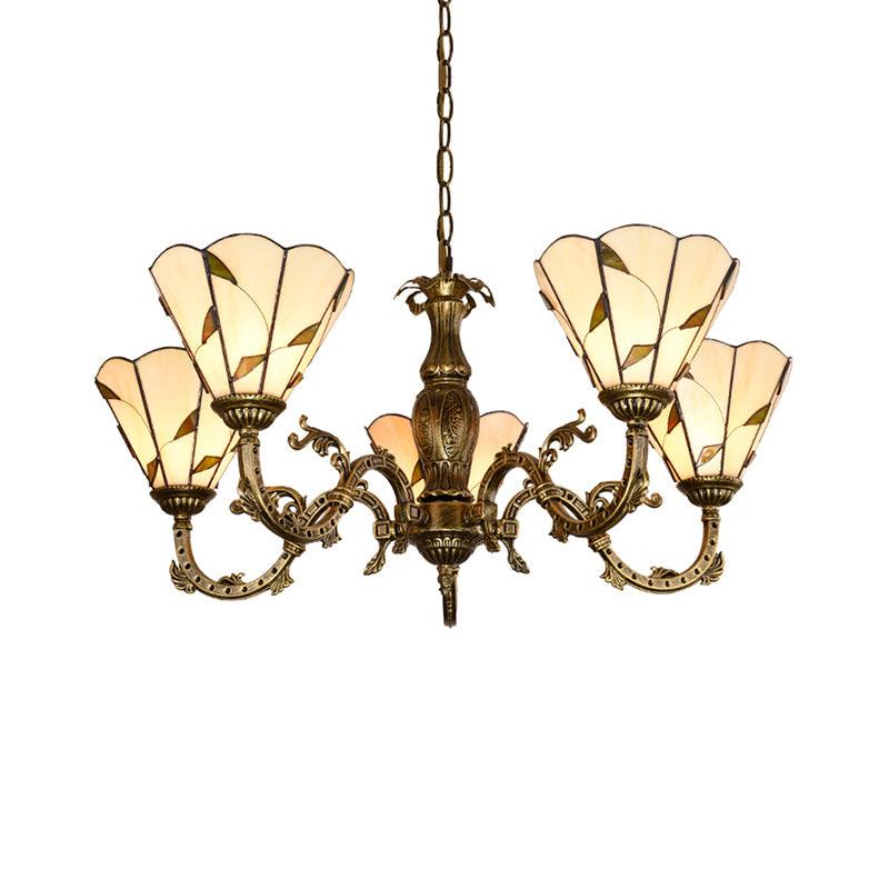 Bell Shade Chandelier Light Classic Hand Cut Glass Beige Pendant - Rebooters