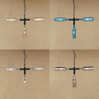 3 Lights Chandelier Lamp Vintage Style Bottle Glass Shade for Bar - Rebooters