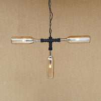3 Lights Chandelier Lamp Vintage Style Bottle Glass Shade for Bar - Rebooters